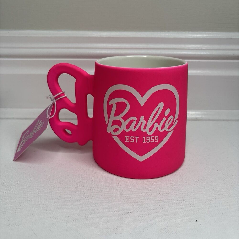 NWT Barbie Heart Soft Touch Hot Pink Mug Matte Finish, 21 oz 2024 Est 1959
